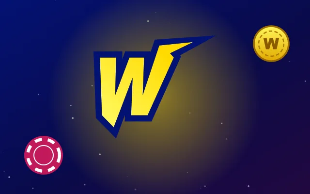 About Wonaco Casino: the yellow W emblem with casino chips and a coin