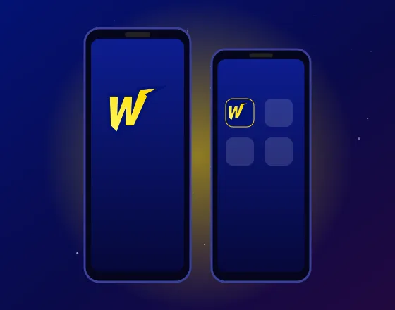 Wonaco Casino app on Android and iPhone: two phones with the W icon on the home screen Wonaco Casino app on Android and iPhone: two phones with the W icon on the home screen