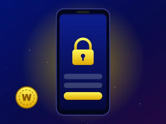 Wonaco Casino login step by step: phone with a padlock and the log-in button Wonaco Casino login step by step: phone with a padlock and the log-in button